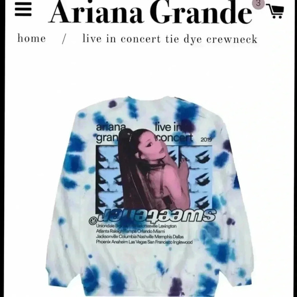 Ariana Grande Sweetener Tour Leg 3 Live in Concert Tie Dye Crewneck Swea… - Picture 1 of 7